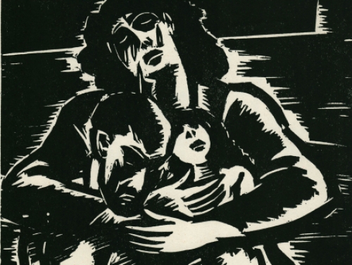 Houtsnede Pieta van de Belgische houtsnijder F. Masereel