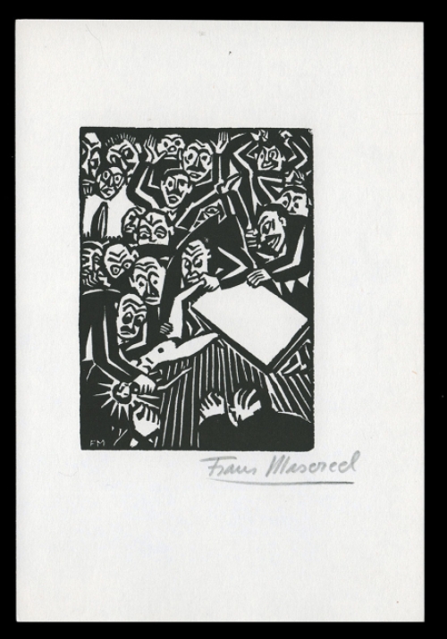 Houtsnede van Belgische houtsnijder Frans Masereel uit het werk l\'idée