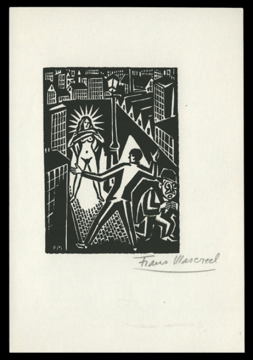 Houtsnede van Belgische houtsnijder Frans Masereel uit het werk l\'idée