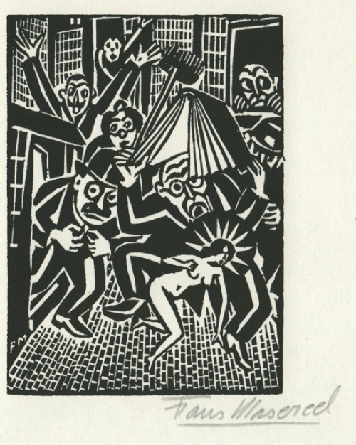 Getekende houtsnede van F. Masereel kopen