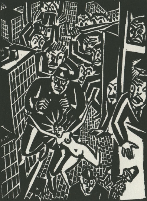 Gravure sur bois de l\'artiste belge Frans Masereel d\'après l\'idée