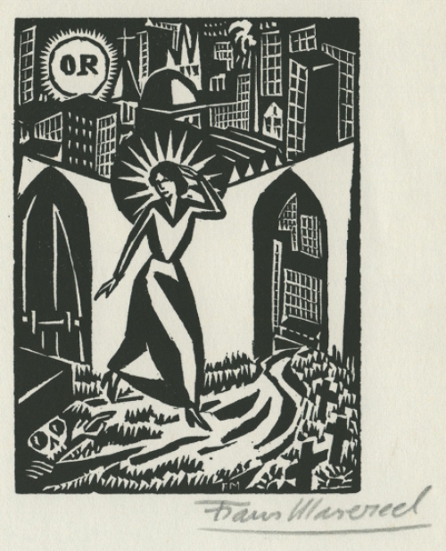Getekende houtsnede door Frans Masereel