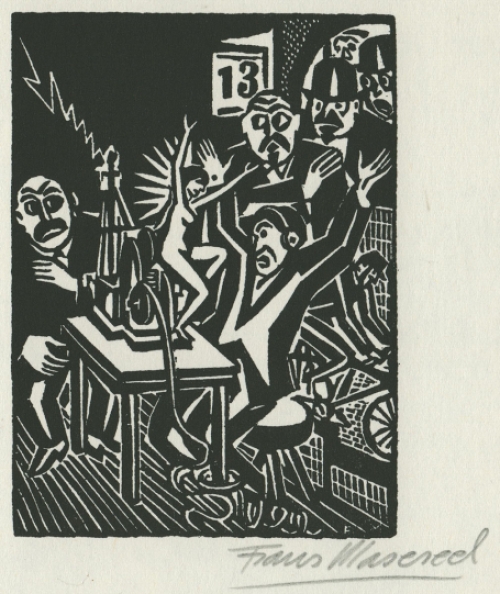 Getekende houtsnede door Frans Masereel