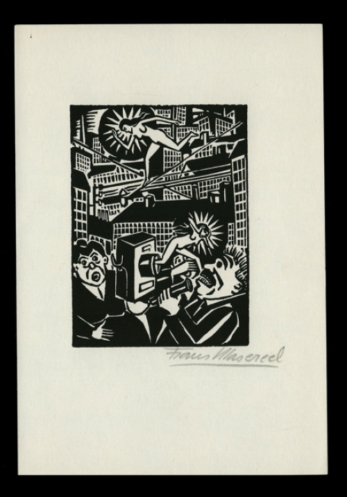 Houtsnede van Belgische kunstenaar Frans Masereel uit het werk l\'idée
