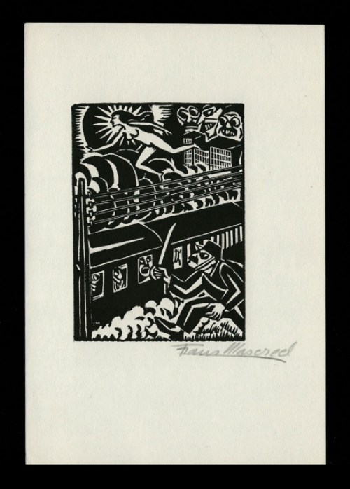 Houtsnede van Belgische kunstenaar Frans Masereel uit het werk l\'idée