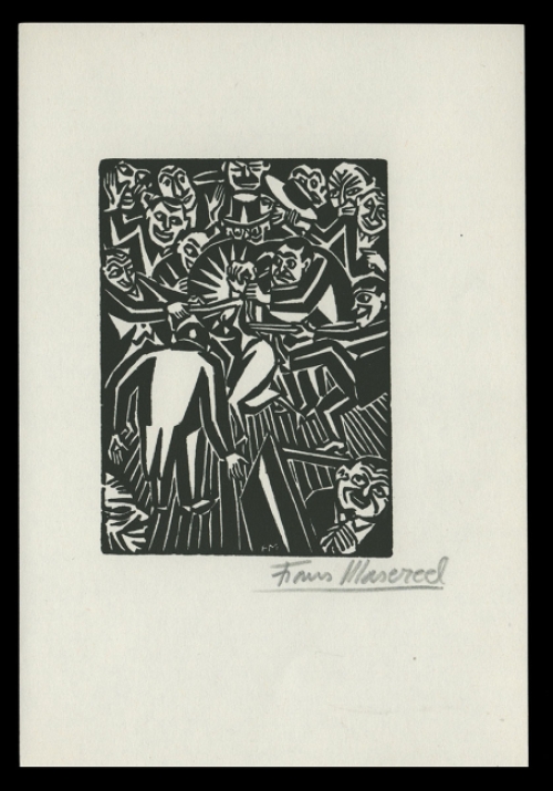 Houtsnede van Belgische kunstenaar Frans Masereel uit het werk l\'idée