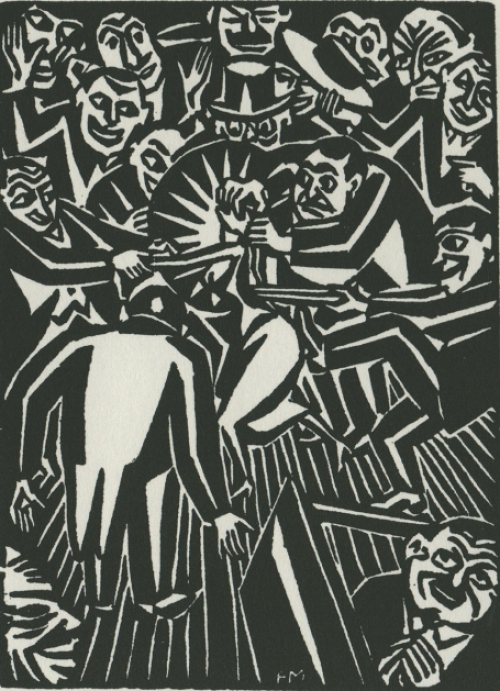 Gravure sur bois de l\'artiste belge Frans Masereel d\'après l\'idée