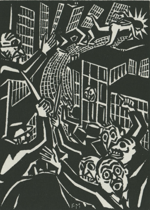 Gravure sur bois de l\'artiste belge Frans Masereel d\'après l\'idée