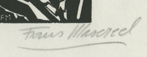 Gravure sur bois signée à la main par l\'artiste belge Frans Masereel d\'après l\'idée