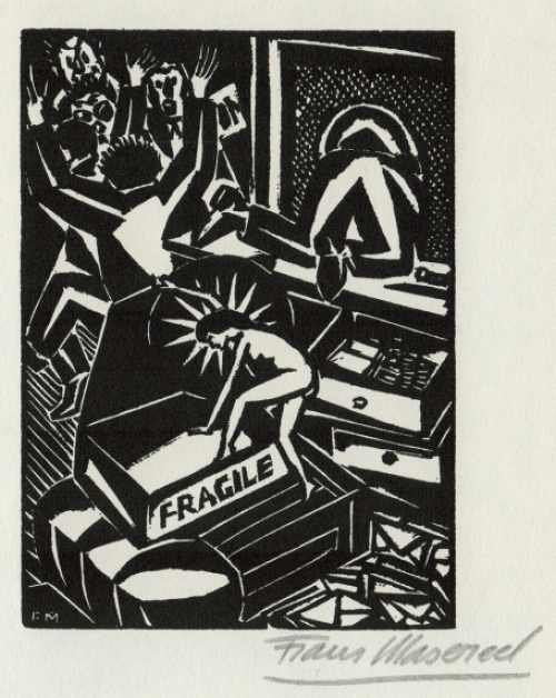 Woodcut by Belgian artist Frans Masereel from the work The Idea