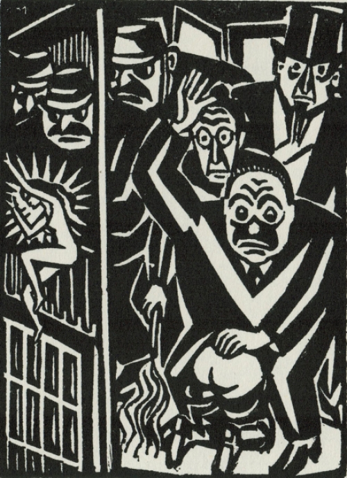Gravure sur bois de l\'artiste belge Frans Masereel d\'après l\'idée