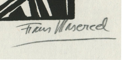 Gravure sur bois signée à la main par l\'artiste belge Frans Masereel d\'après l\'idée