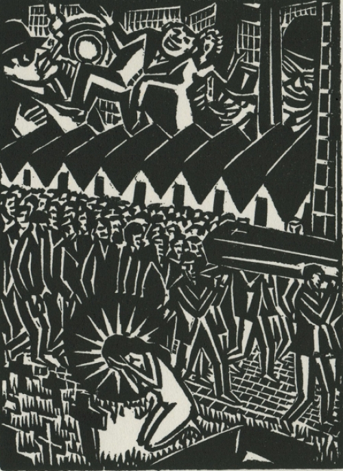 Gravure sur bois de l\'artiste belge Frans Masereel d\'après l\'idée