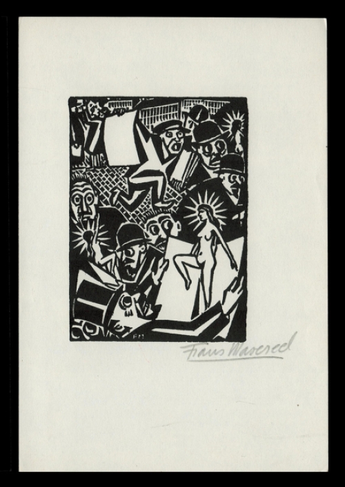 Houtsnede van Belgische kunstenaar Frans Masereel uit het werk l'idée