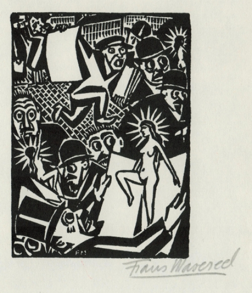 Woodcut by Belgian artist Frans Masereel from the work The Idea