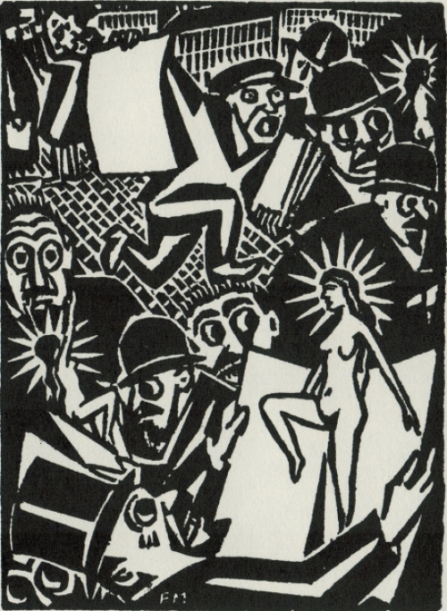 Gravure sur bois de l'artiste belge Frans Masereel d'après l'idée
