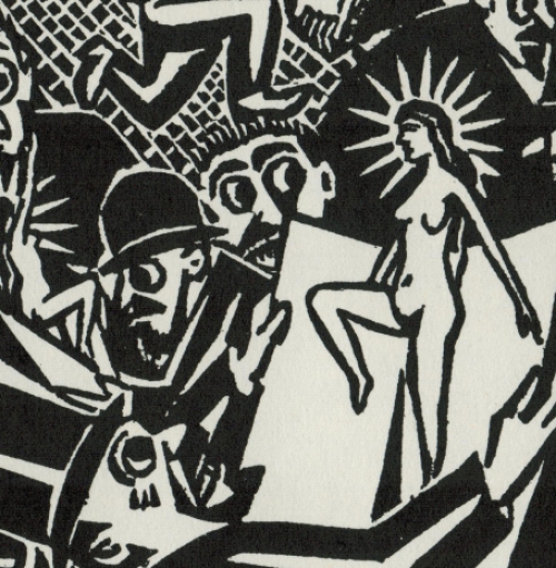 Gravure sur bois signée à la main par l'artiste belge Frans Masereel d'après l'idée