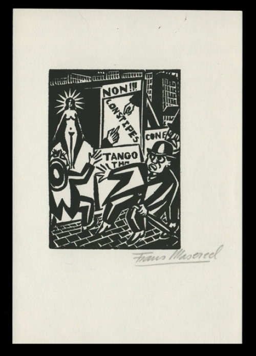 Houtsnede van Belgische kunstenaar Frans Masereel uit het werk l\'idée