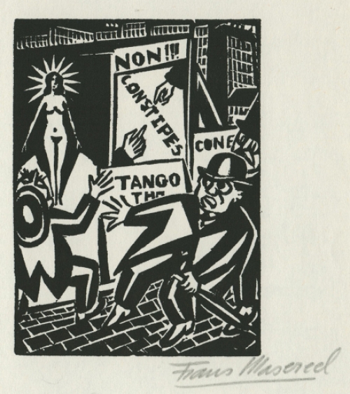 Woodcut by Belgian artist Frans Masereel from the work The Idea