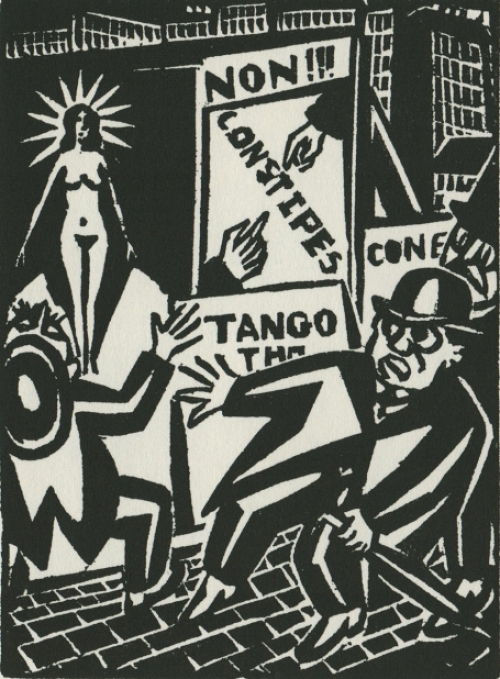 Gravure sur bois de l\'artiste belge Frans Masereel d\'après l\'idée