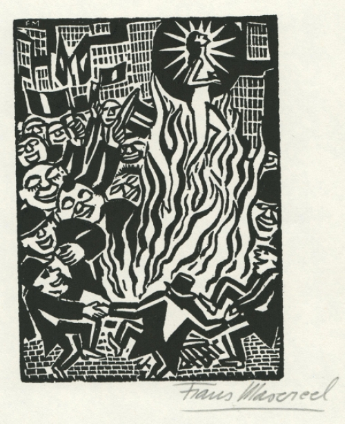 Woodcut by Belgian artist Frans Masereel from the work The Idea