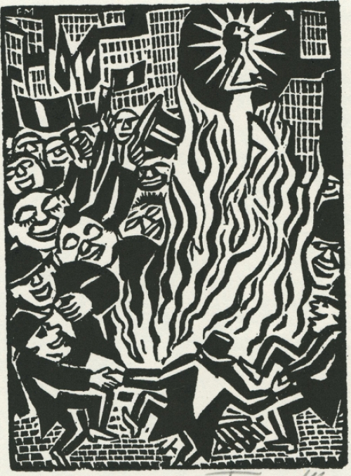 Gravure sur bois de l\'artiste belge Frans Masereel d\'après l\'idée