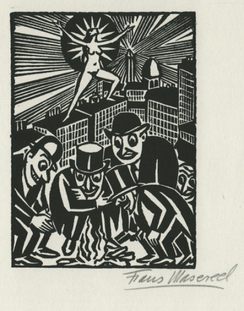 Woodcut by Belgian artist Frans Masereel from the work The Idea