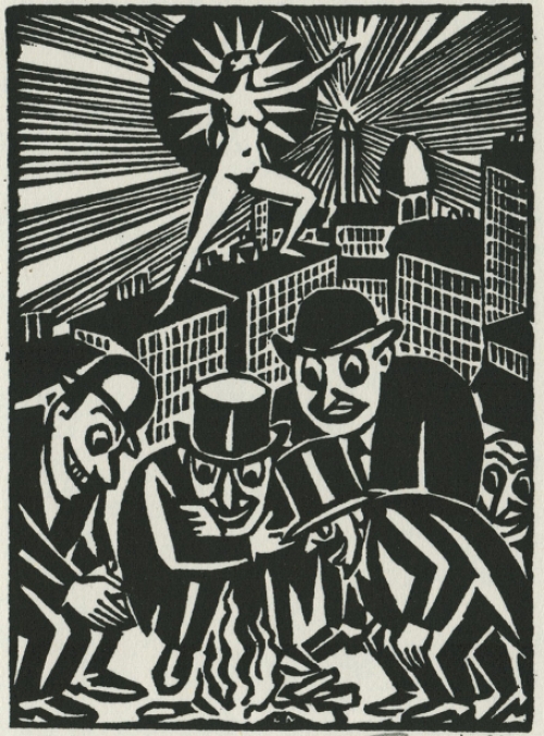 Gravure sur bois de l\'artiste belge Frans Masereel d\'après l\'idée