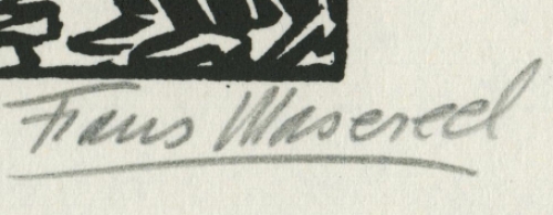 Gravure sur bois signée à la main par l\'artiste belge Frans Masereel d\'après l\'idée