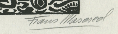 Frans Masereel met een houtsnede