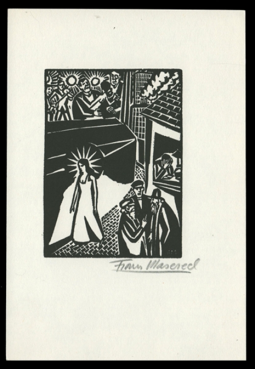 Houtsnede van Belgische kunstenaar Frans Masereel uit het werk l\'idée