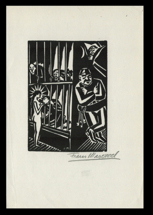 Houtsnede van Belgische kunstenaar Frans Masereel uit het werk l\'idée