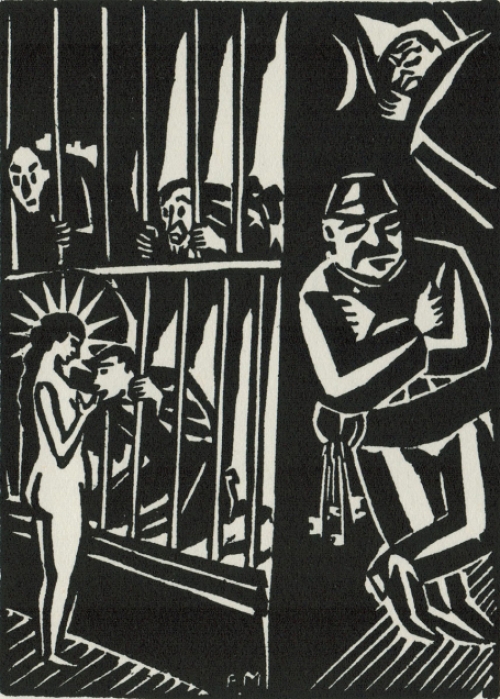 Gravure sur bois de l\'artiste belge Frans Masereel d\'après l\'idée