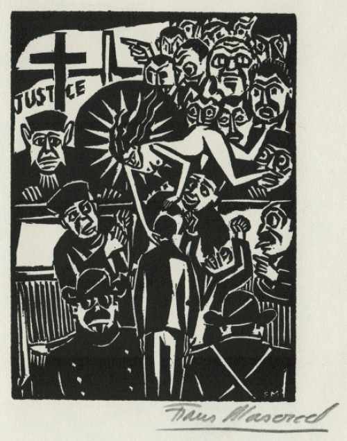 Woodcut by Belgian artist Frans Masereel from the work The Idea
