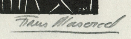 Gravure sur bois signée à la main par l\'artiste belge Frans Masereel d\'après l\'idée