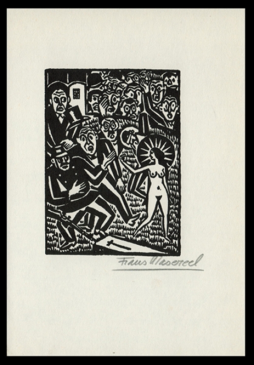 Houtsnede van Belgische kunstenaar Frans Masereel uit het werk l'idée