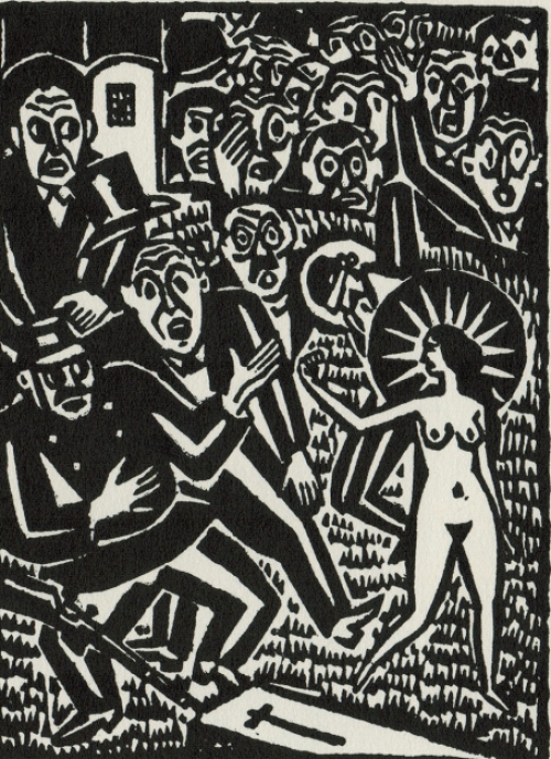 Gravure sur bois de l'artiste belge Frans Masereel d'après l'idée