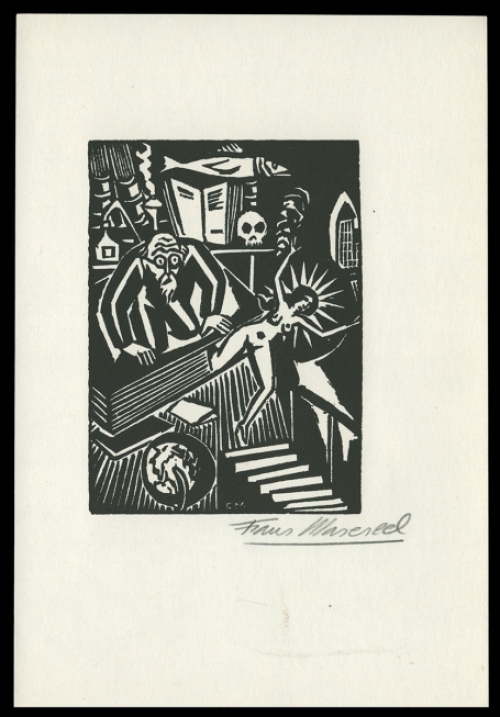 Houtsnede van Belgische kunstenaar Frans Masereel uit het werk l'idée