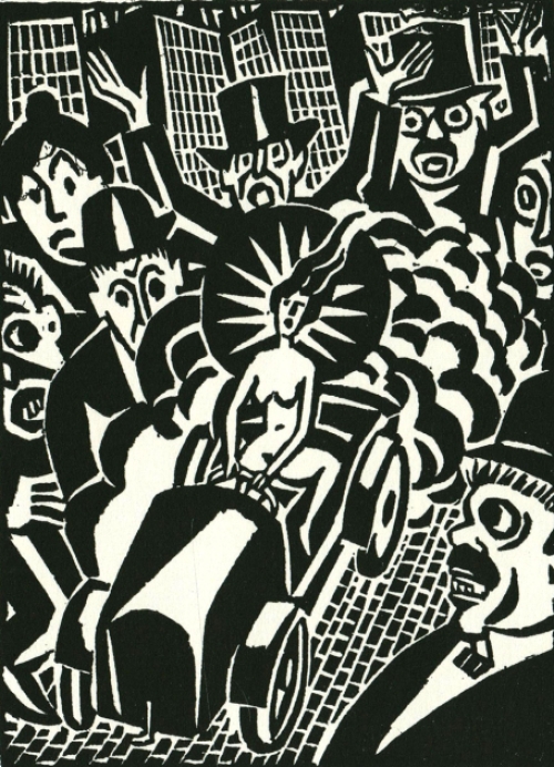 Gravure sur bois de l'artiste belge Frans Masereel d'après l'idée