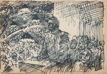 Schets van Frans Masereel in inkt getekend