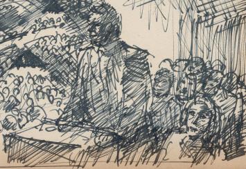 Tekening van Frans Masereel uit zijn schetsboek