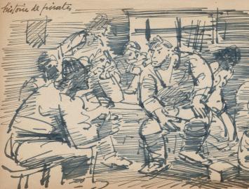 Tekening van Frans Masereel uit zijn schetsboek