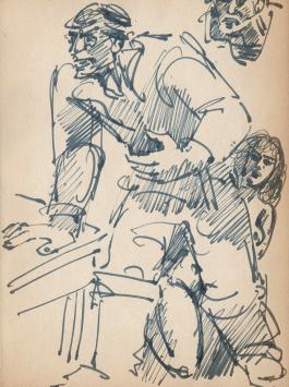 Pentekening van Frans Masereel uit zijn schetsboek