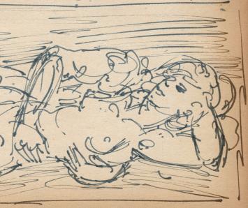 Pentekening van Frans Masereel uit zijn schetsboek