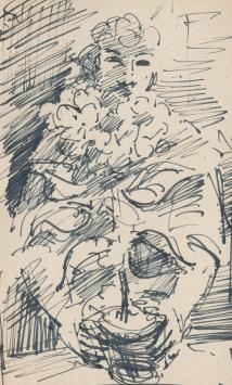 Pentekening van Frans Masereel uit zijn schetsboek