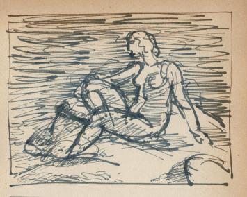 Pentekening van Frans Masereel uit zijn schetsboek