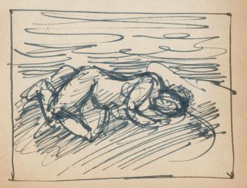 Studieschets van F. Masereel, zittende en liggende vrouw