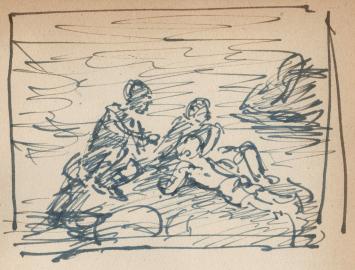 Pentekening van Frans Masereel uit zijn schetsboek