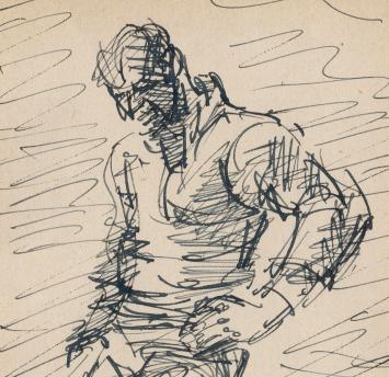 Studieschets van F. Masereel op papier uit schetsboek