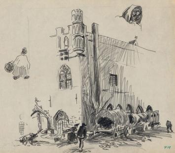 Schetsen van Frans Masereel op papier